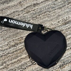 Lululemon Black Heart-Shaped Wristlet NWT